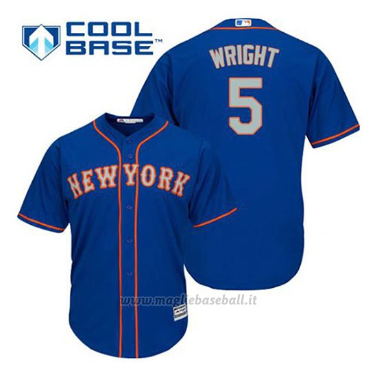Maglia Baseball Uomo New York Mets David Wright 5 Blu Alterner Cool Base